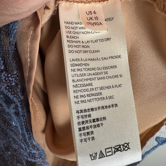 Free people night shimmers mini dress, sundown blue, size 6 - Picture 6 of 10